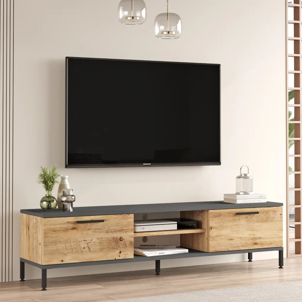 [RL1-AA-TV] TABLE TV 2 PORTES EN BOIS RL1-AA