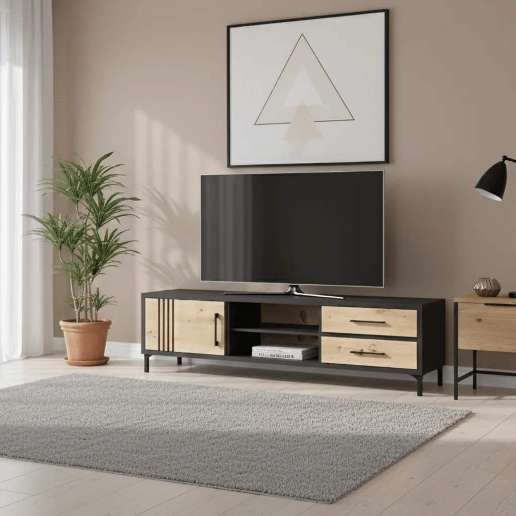 [BERNI-TV] BERNI TABLE TV NOIR EN BOIS