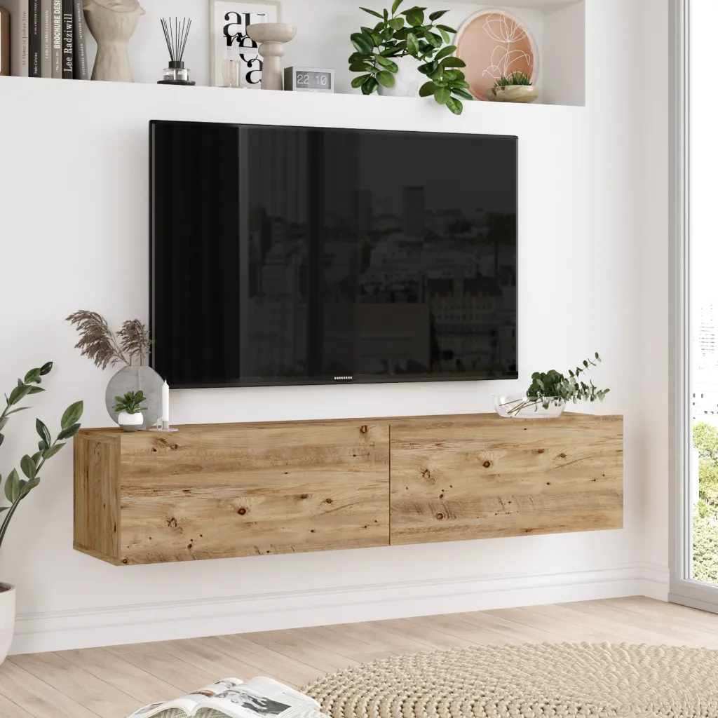 [FR10-A-TV] TABLE TV SUSPENDUE EN BOIS FR10-A-TV