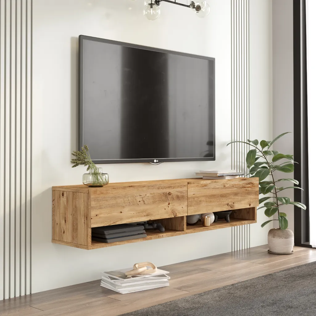[FR11-A-TV] TABLE TV SUSPENDUE EN BOIS FR11-A-TV