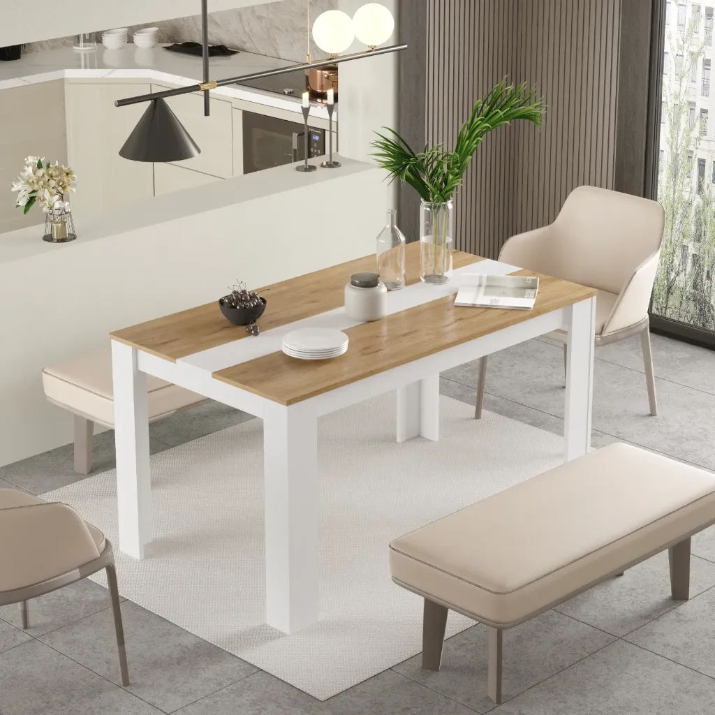 [TABLE-FR22-5W] TABLE RECTANGULAIRE BLANCHE EN BOIS